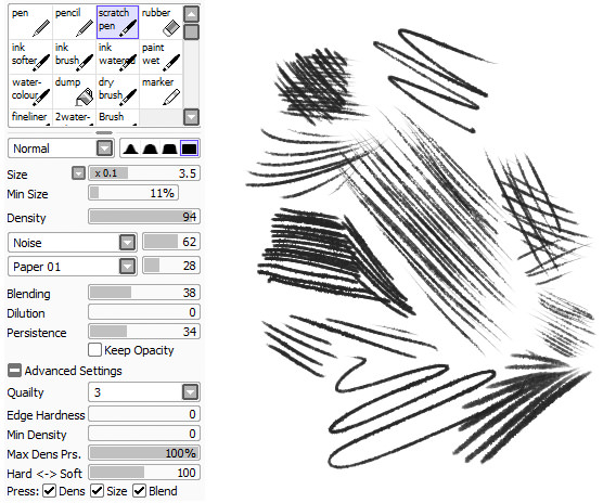 lineart brush sai